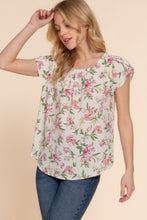 Load image into Gallery viewer, Short Tulip Slv Floral Print Woven Top