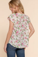 Load image into Gallery viewer, Short Tulip Slv Floral Print Woven Top