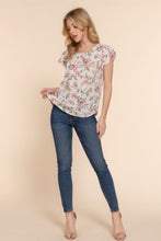 Load image into Gallery viewer, Short Tulip Slv Floral Print Woven Top