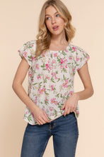 Load image into Gallery viewer, Short Tulip Slv Floral Print Woven Top