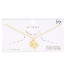Load image into Gallery viewer, Double Dolphin Charm Gold Dipped Necklace