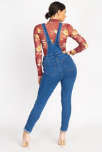 Load image into Gallery viewer, Distressed Denim Skinny Overalls