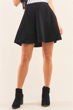 Load image into Gallery viewer, Black Laser Cut Scuba Skater A-line Mini Skirt