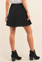 Load image into Gallery viewer, Black Laser Cut Scuba Skater A-line Mini Skirt