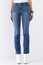 Load image into Gallery viewer, Medium Blue Denim High Waisted Skinny Boot Recycled Jeans