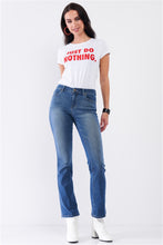 Load image into Gallery viewer, Medium Blue Denim High Waisted Skinny Boot Recycled Jeans