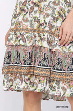 Load image into Gallery viewer, Paisley Print And Drop Down Sleeveless Dress With Ruffle Tiered And Tassel Tie