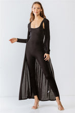 Load image into Gallery viewer, Black Sleeveless Cut-out Detail Slim Fit Jumpsuit & Open Front Long Sleeve Cardigan Set