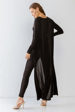 Load image into Gallery viewer, Black Sleeveless Cut-out Detail Slim Fit Jumpsuit & Open Front Long Sleeve Cardigan Set