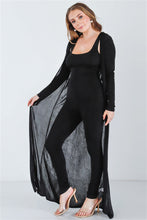 Load image into Gallery viewer, Black Sleeveless Cut-out Detail Slim Fit Jumpsuit & Open Front Long Sleeve Cardigan Set