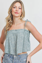Load image into Gallery viewer, Floral print elastic opening tie strap crop top