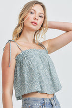 Load image into Gallery viewer, Floral print elastic opening tie strap crop top