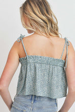 Load image into Gallery viewer, Floral print elastic opening tie strap crop top