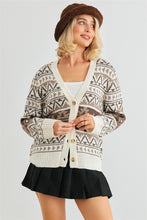 Load image into Gallery viewer, Fair Isle Knit Button-up Long Sleeve Cardigan Sweater