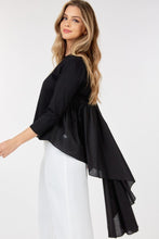 Load image into Gallery viewer, Contrast Ruffle Sleeve High Low Top Blouse