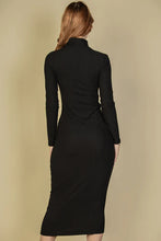 Load image into Gallery viewer, Ribbed Mock Neck Long Sleeve Bodycon Midi Dress