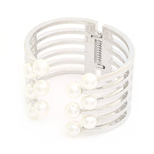 Load image into Gallery viewer, Gold Plated Metal Pearl Cuff Bracelet