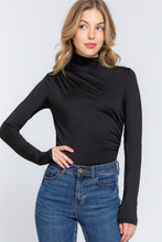 Load image into Gallery viewer, Long Sleeve High Neck Shirring Detail Ity Knit Bodysuit