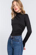 Load image into Gallery viewer, Long Sleeve High Neck Shirring Detail Ity Knit Bodysuit