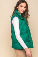 Load image into Gallery viewer, Zip Up Button Puffer Vest With Waist Toggles