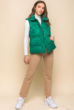 Load image into Gallery viewer, Zip Up Button Puffer Vest With Waist Toggles