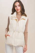 Load image into Gallery viewer, Zip Up Button Puffer Vest With Waist Toggles