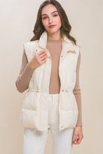 Load image into Gallery viewer, Zip Up Button Puffer Vest With Waist Toggles