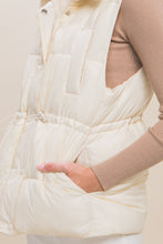 Load image into Gallery viewer, Zip Up Button Puffer Vest With Waist Toggles