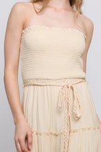 Load image into Gallery viewer, Woven Solid Sleeveless Smocked Ruffle Jumpsuit
