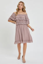 Load image into Gallery viewer, Off Shoulder Ruffle Dress
