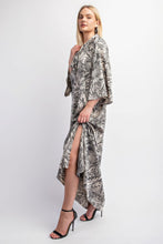 Load image into Gallery viewer, Elegant Print Satin Maxi Dress With Tie Neck
