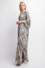 Load image into Gallery viewer, Elegant Print Satin Maxi Dress With Tie Neck

