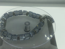 Load and play video in Gallery viewer, Opullent Light Blue Cubed Beaded Bracelet with Rose Charm (boxed)
