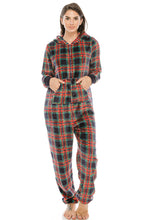 Load image into Gallery viewer, Flannel Jumpsuit Pj W/ Hoodie
