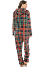 Load image into Gallery viewer, Flannel Jumpsuit Pj W/ Hoodie
