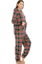 Load image into Gallery viewer, Flannel Jumpsuit Pj W/ Hoodie

