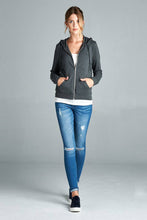 Load image into Gallery viewer, Long Sleeve Zipper French Terry Jacket W/ Kangaroo Pocket
