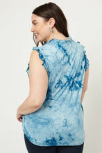 Load image into Gallery viewer, Tie Dye Ruffle High-neck Tank
