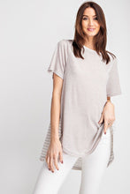 Load image into Gallery viewer, Short Sleeves Rayon Slub Mix And Match Striped Contrast Boxy Top
