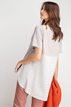 Load image into Gallery viewer, Short Sleeves Rayon Slub Mix And Match Striped Contrast Boxy Top
