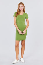 Load image into Gallery viewer, Short Sleeve Round Neck Knit Mini Dress
