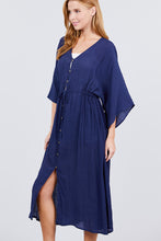 Load image into Gallery viewer, Elbow Sleeve Waist Ribbon Tie Button Down Long Woven Cardigan
