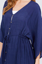 Load image into Gallery viewer, Elbow Sleeve Waist Ribbon Tie Button Down Long Woven Cardigan
