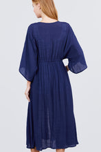 Load image into Gallery viewer, Elbow Sleeve Waist Ribbon Tie Button Down Long Woven Cardigan
