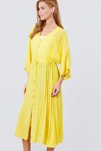 Load image into Gallery viewer, Elbow Sleeve Waist Ribbon Tie Button Down Long Woven Cardigan
