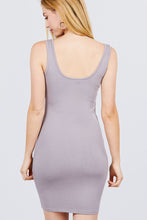 Load image into Gallery viewer, Sleeveless Deep Round V-shape Neck Heavy Rib Mini Dress
