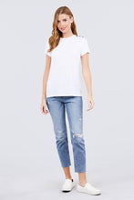 Load image into Gallery viewer, Short Sleeve Crew Neck W/shoulder Button Detail Rayon Spandex Top
