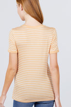 Load image into Gallery viewer, Short Sleeve Crew Neck Stripe Rayon Spandex Ringer Knit Top
