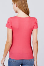 Load image into Gallery viewer, Short Sleeve W/button Detail Henley Neck Rib Knit Top
