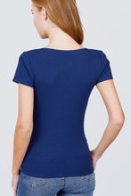 Load image into Gallery viewer, Short Sleeve W/button Detail Henley Neck Rib Knit Top
